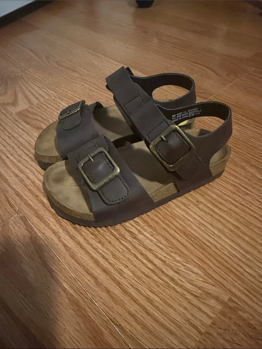 Kids Dark Brown Double-Buckle Sandals